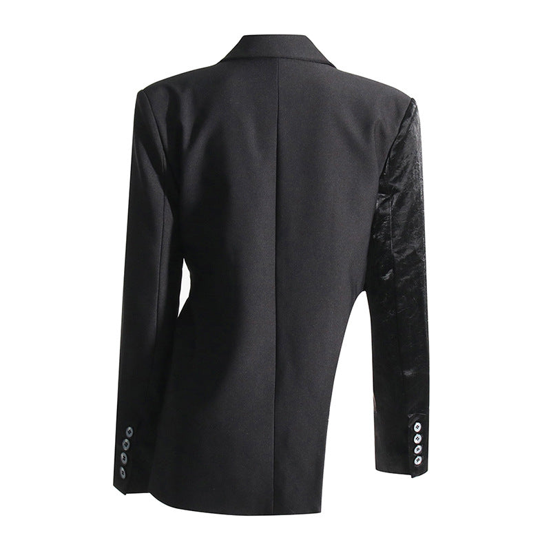 Female Suit Collar Stitching Design Irregular Blazer