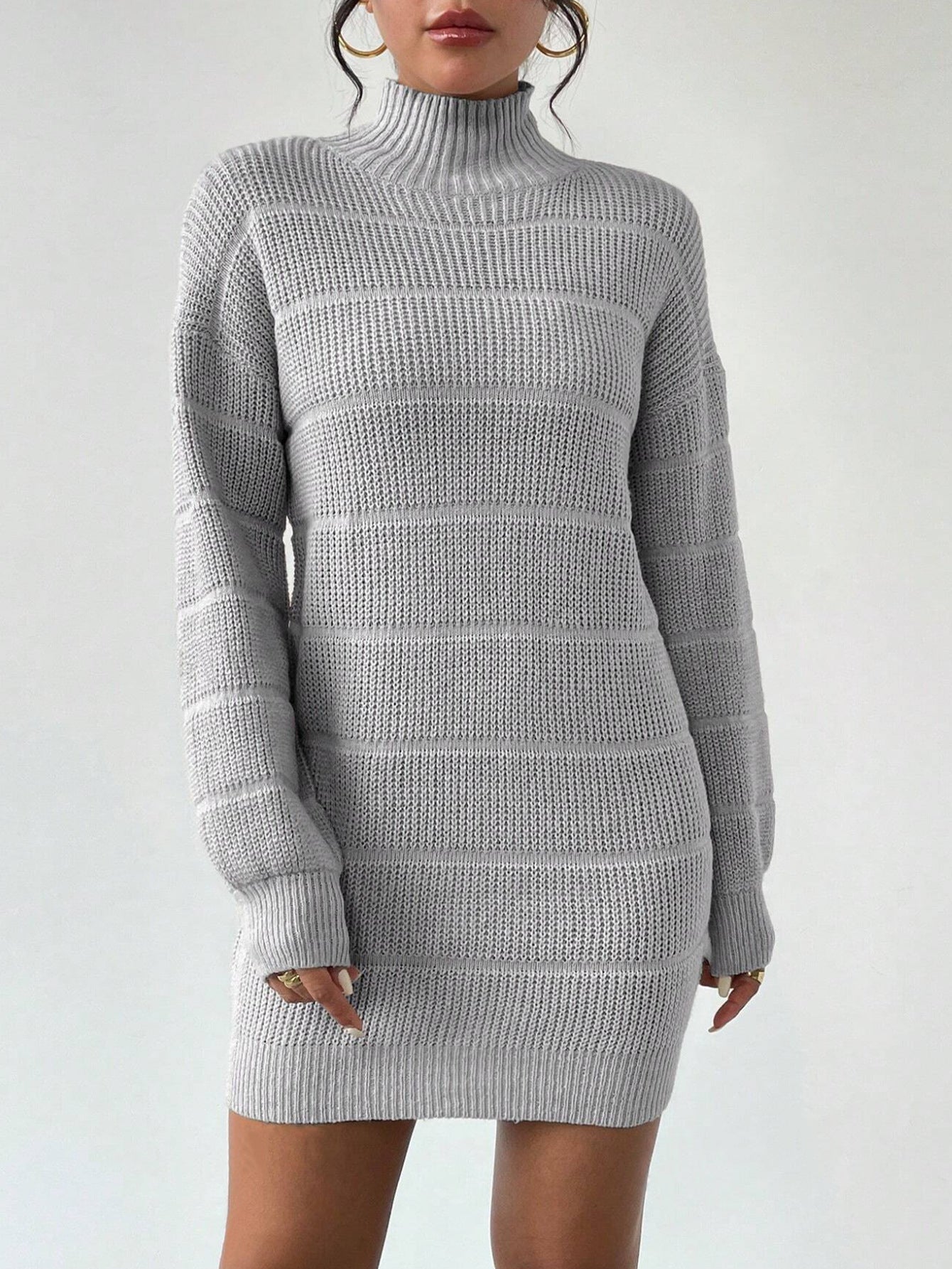 European And American Autumn And Winter Half-high Collar Knitwear Dress