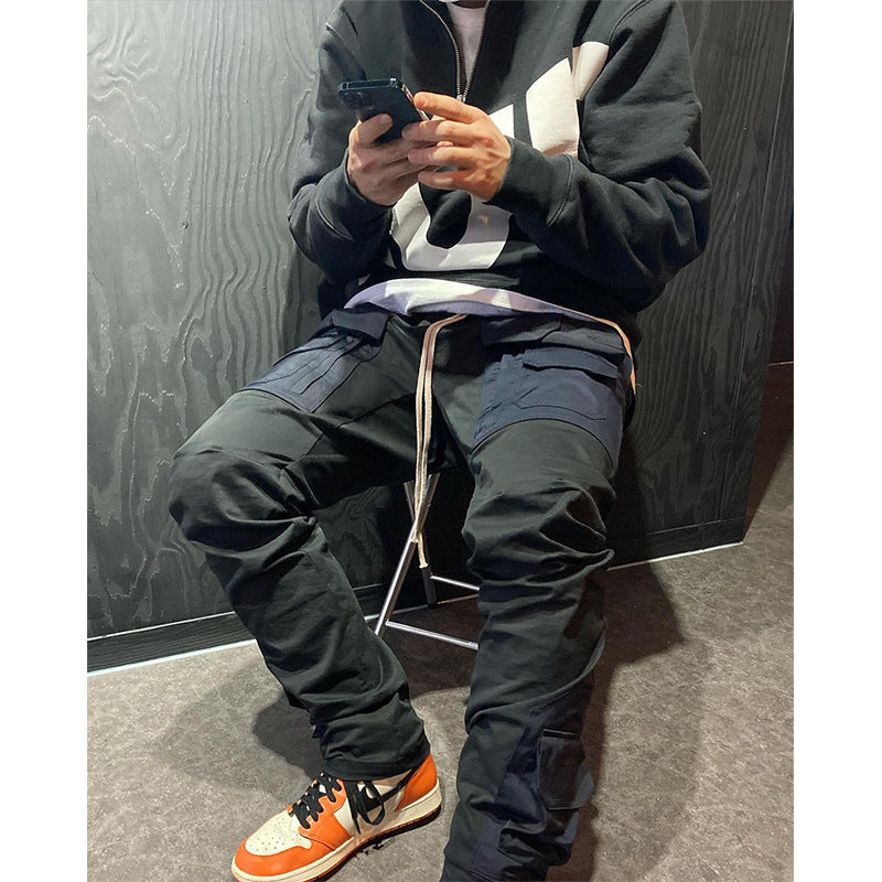 Men's Casual Loose Pocket Contrast Cargo Pants