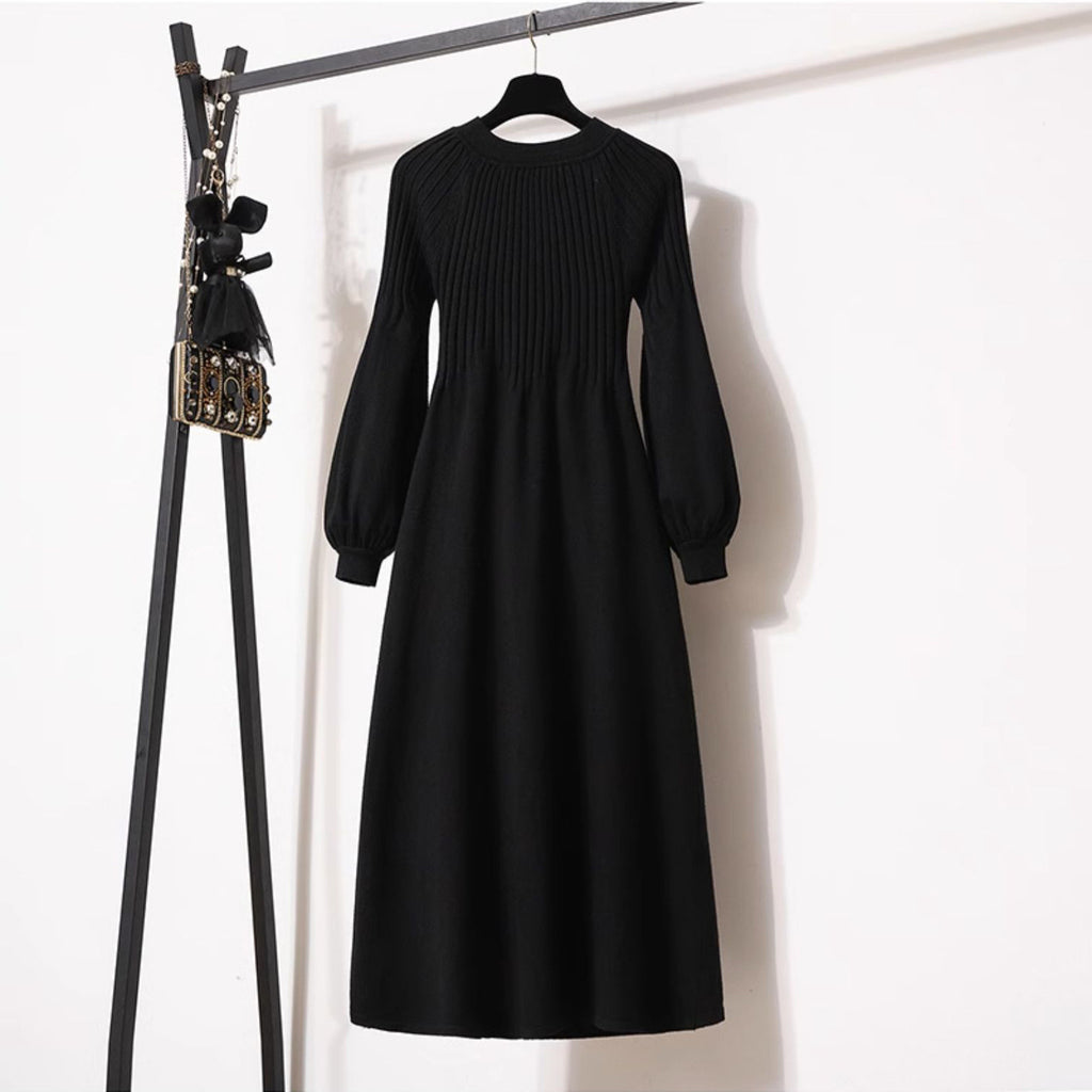 Loose Western Style Versatile Below The Knee Long Style Long Sleeve Dress