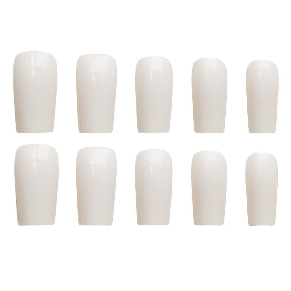 Beige Rectangular Fake Nail Tip