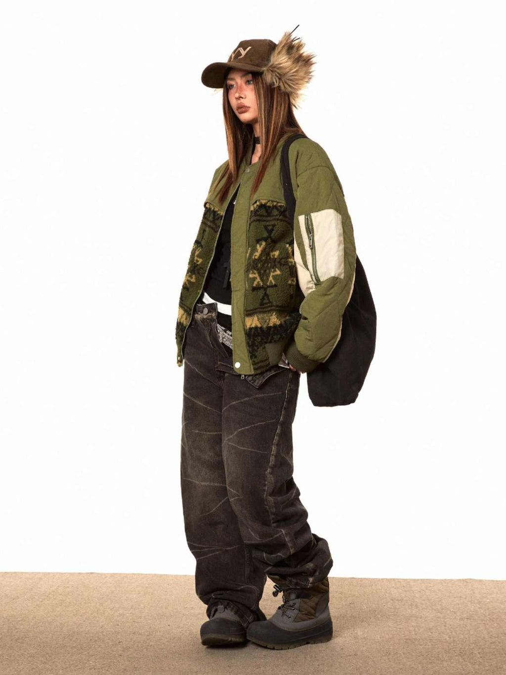 Color Contrast Patchwork Cotton-padded Warm Jacket