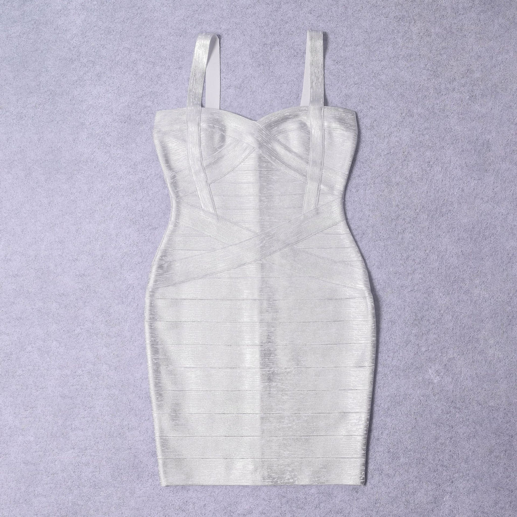 Womens Strap V-Neck Gold-Stamped Sexy Bandage Dress