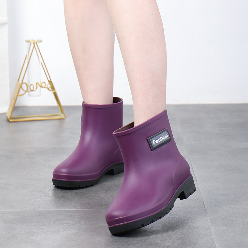 Fashion Work Wear Rain Shoes Adult Warm Women's Mid-calf Rain Boots