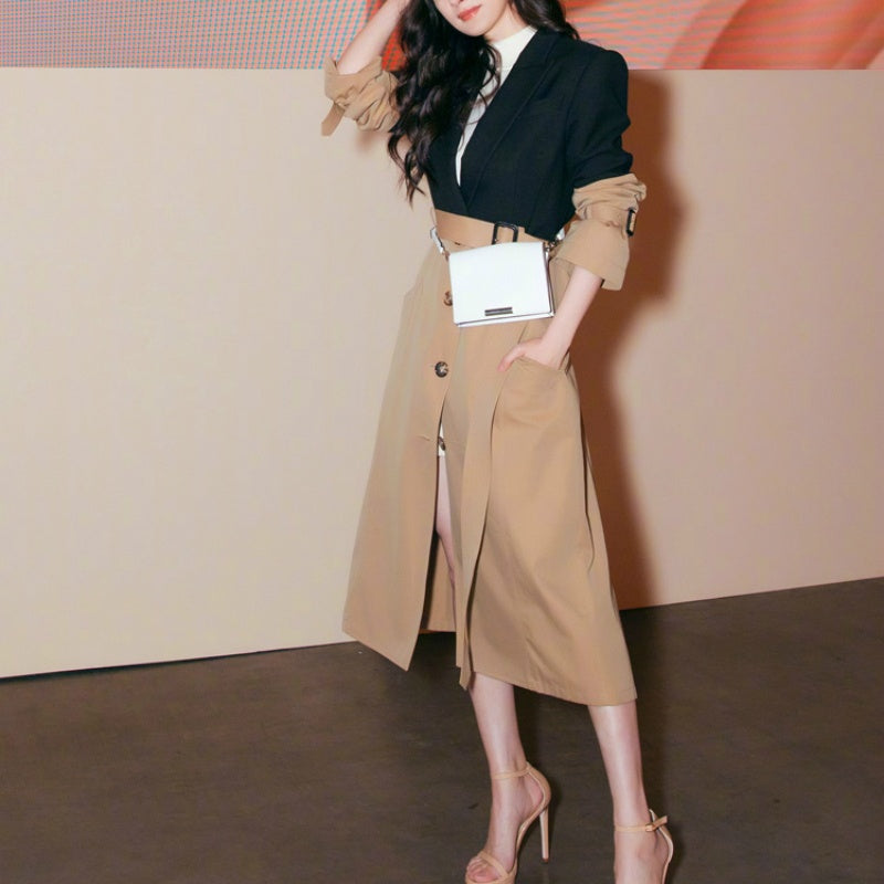 Women's thin windbreaker mid-length coat coat