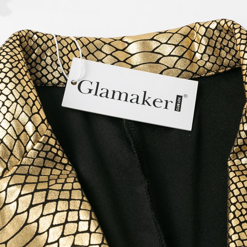 Animal print gold suit collar short dress