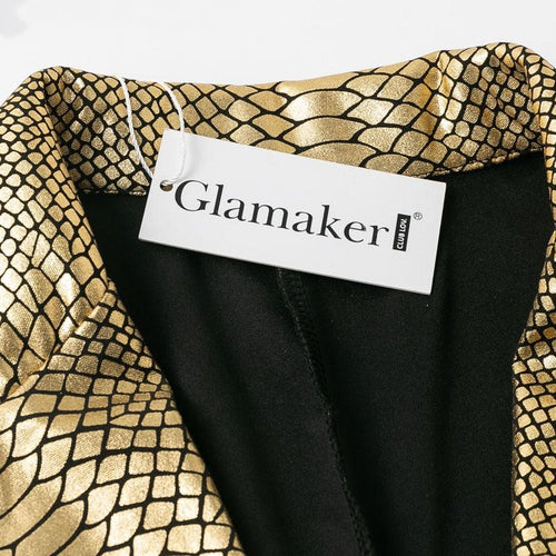 Animal print gold suit collar short dress