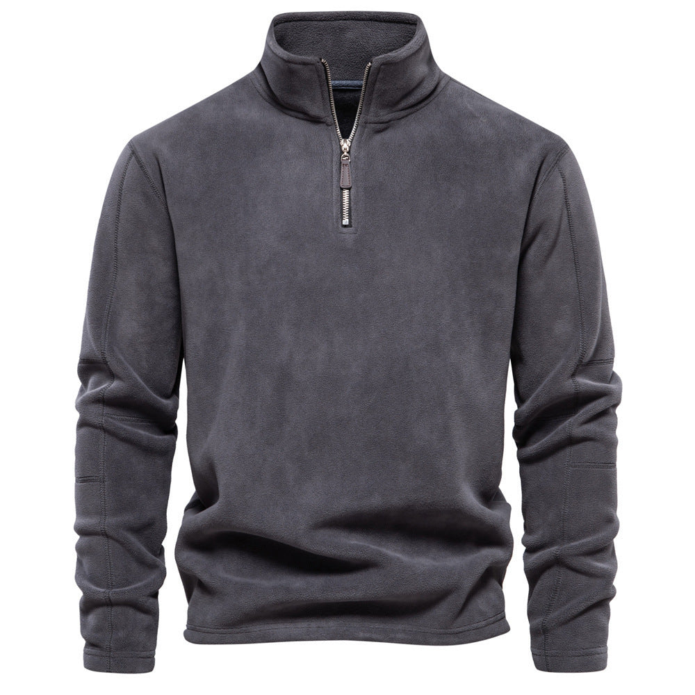 Men's Autumn And Winter New Stand Collar Half Zip Long-sleeved Sweater