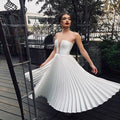Fashion Sexy Deep V Tube Top Dress Pleated Skirt