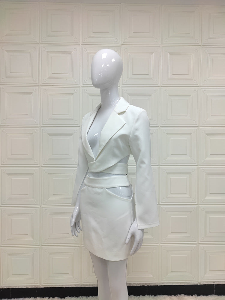 Long Sleeve V-neck Small Suit Short Skirt Suit Skirt