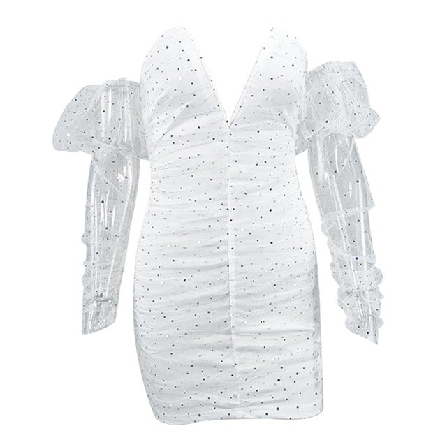 New style patchwork net dress covering buttocks