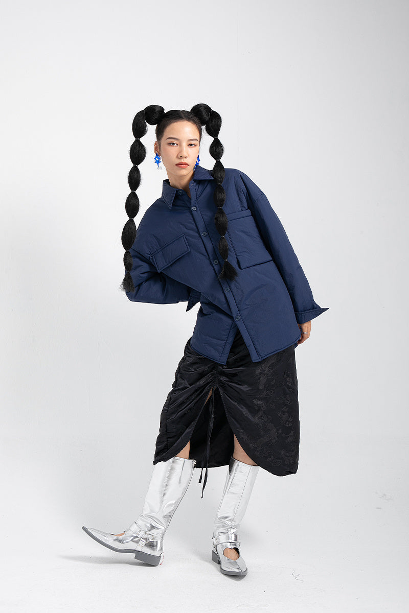 Japanese Casual Quilted Padded Shirt-style Cotton Jacket