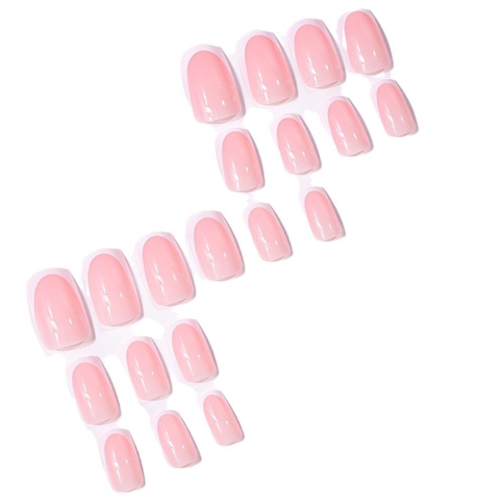 24 Pieces Nail Tips Square Short Simple Removable Boxed Fake Nails