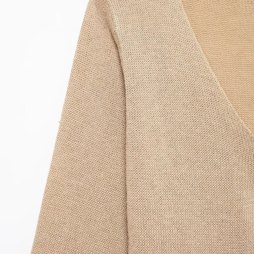 Summer Lady Temperament Fashion Deep V-neck Hollow Knitted Dress