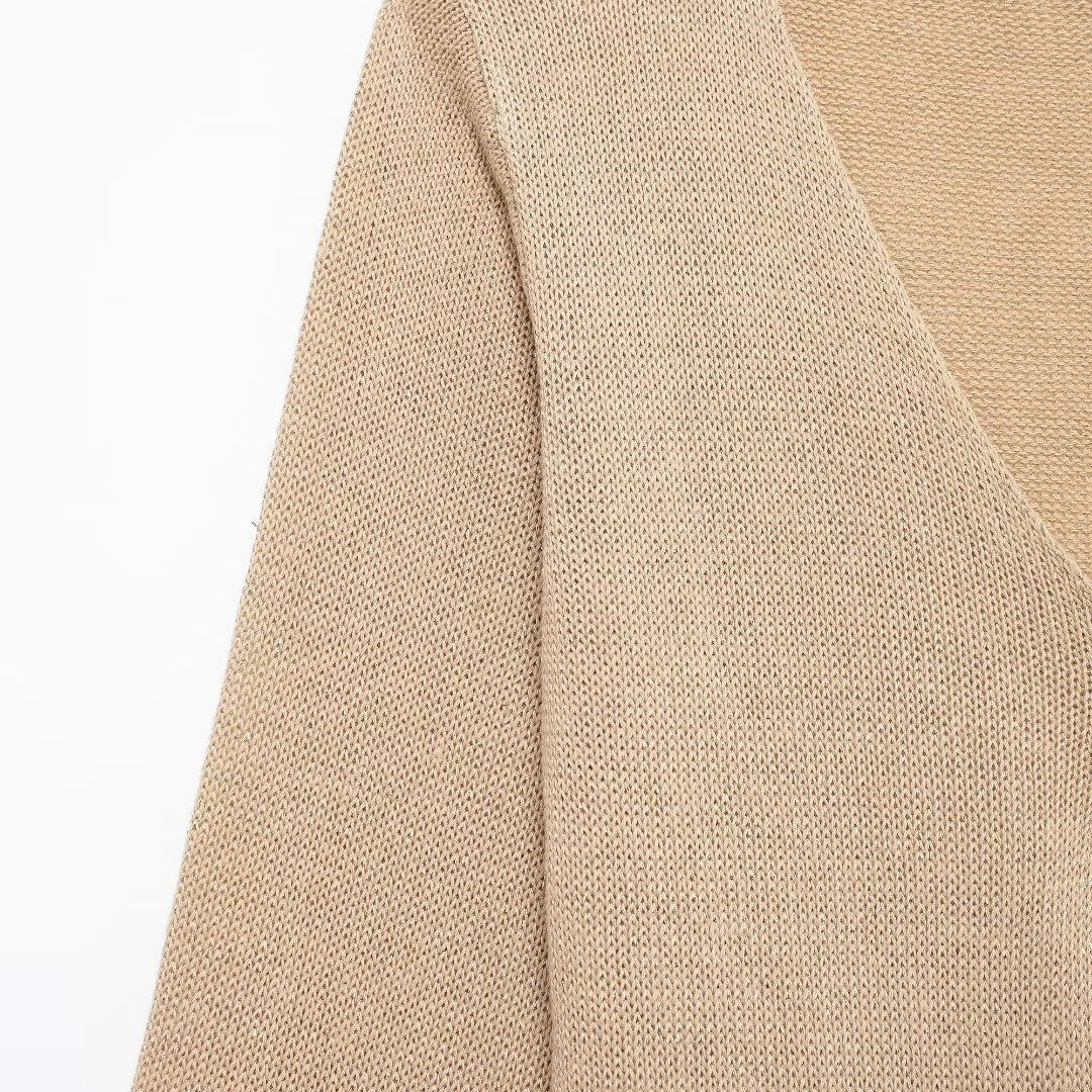 Summer Lady Temperament Fashion Deep V-neck Hollow Knitted Dress