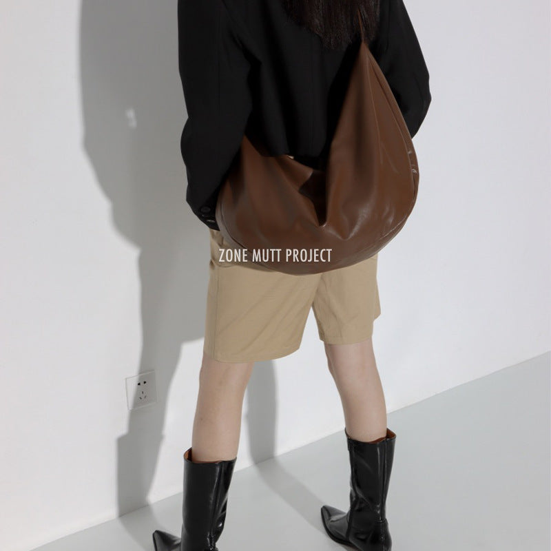 Casual Soft Leather Large Capacity Shoulder Crossbody Tote Bag