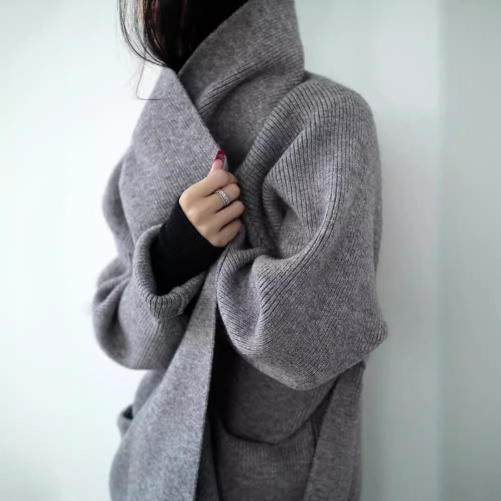 Idle Style Mid-length Sweater Coat