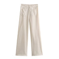 Women's Lapel Single Breasted Patch Pocket Long Sleeve Shirt Wide Leg Casual Trousers