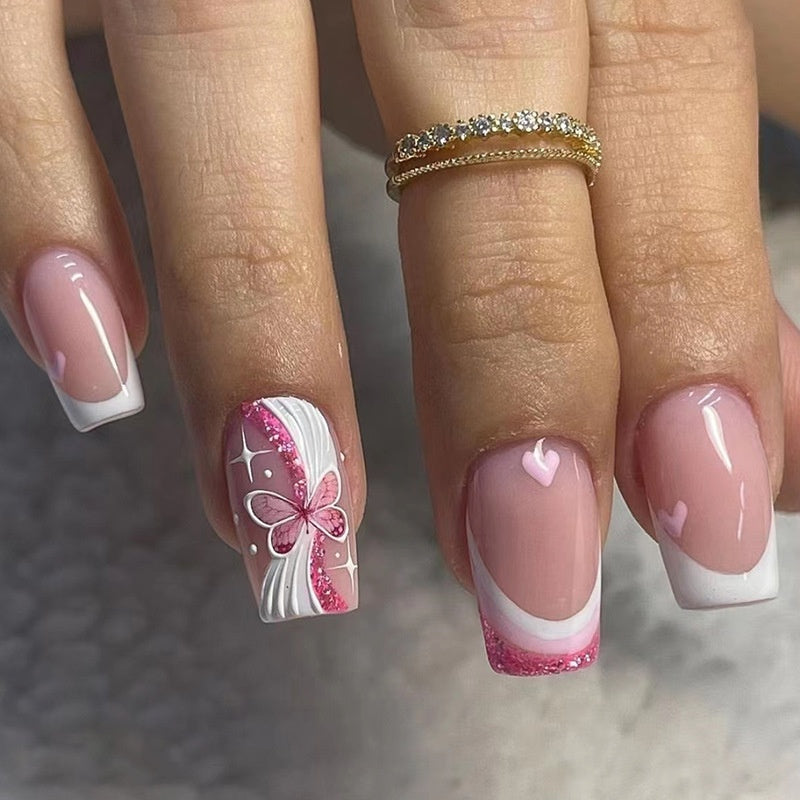 Purple French Armor Pattern Nails French