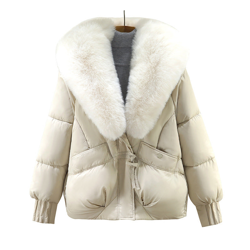 Big Fur Collar Thick Warm Korean Style Light Luxury Trendy Coat