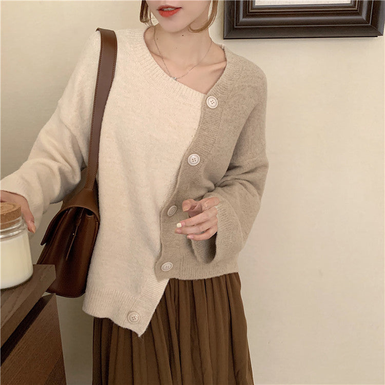 Colorblock single-breasted sweater