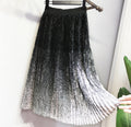 Slim Pleated Metallic Midi Skirt