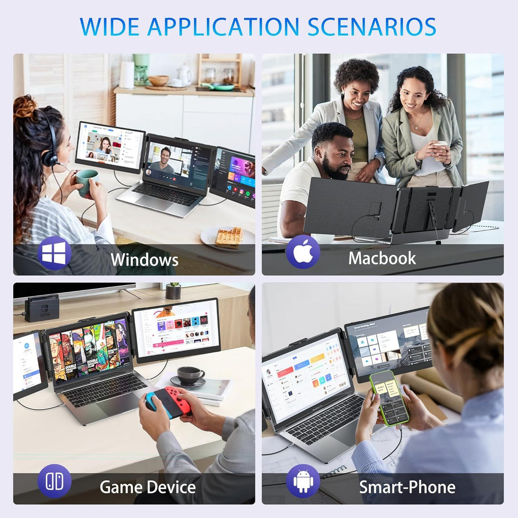 Laptop Screen Extender 14 Inch FHD IPS Portable Dual Triple Monitor Display USB C HDMI