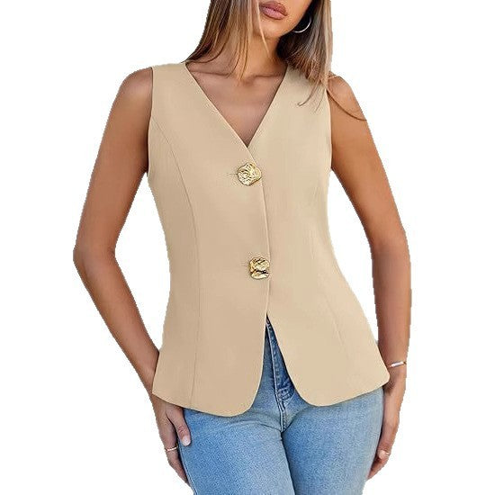 Vest Jacket Women's Slit Slim Fit