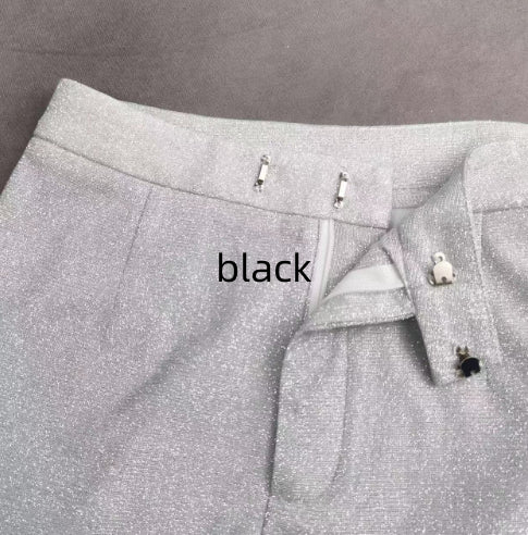 Glitter Suit Jacket Underwear Straight Leg Pants Suit