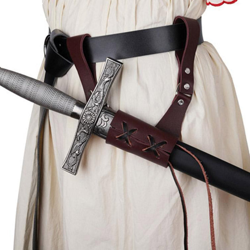 European Medieval Crusader Sword Hanging PU Leather Belt