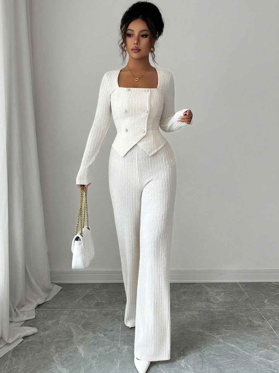 Stylish Versatile Solid-color Top And Cardigan With Matching Pants Set
