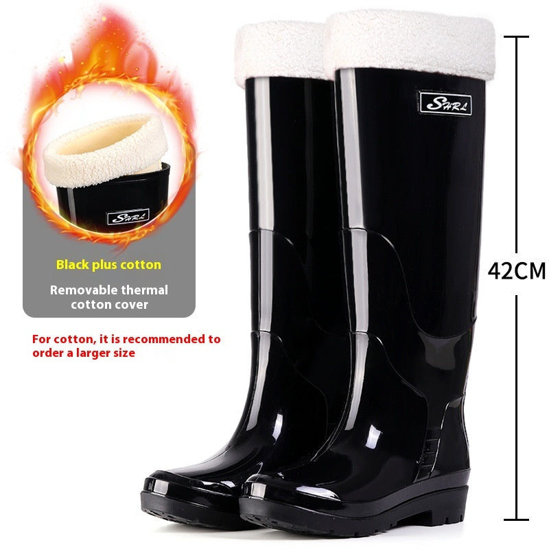 Fleece-lined Warm Length Waterproof Rain Boots