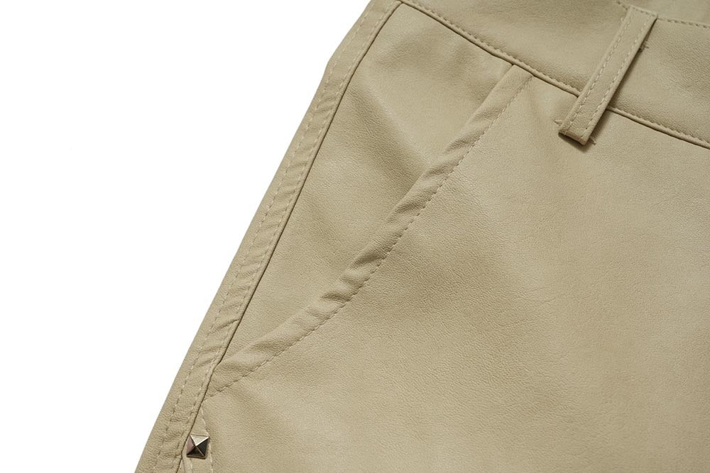 Punk Rock Slightly Flared Leather Pants Men