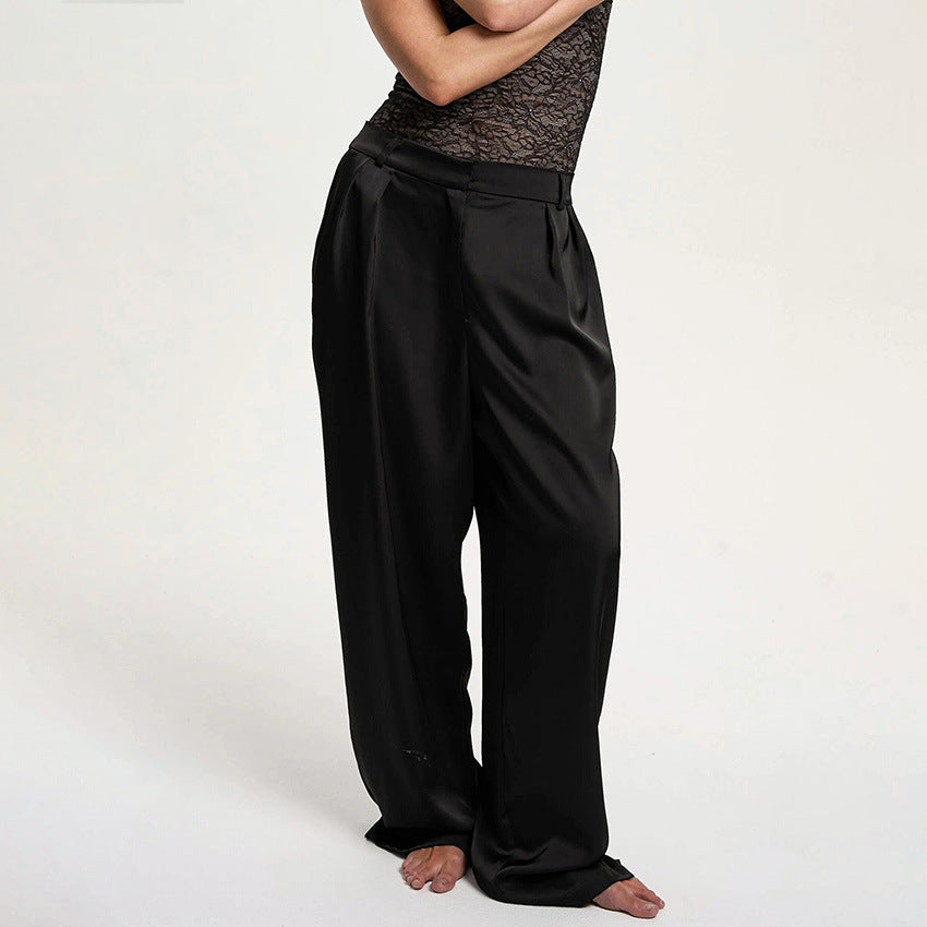 High-waisted Relaxed-fit Stylish Straight-leg Commuter Pants