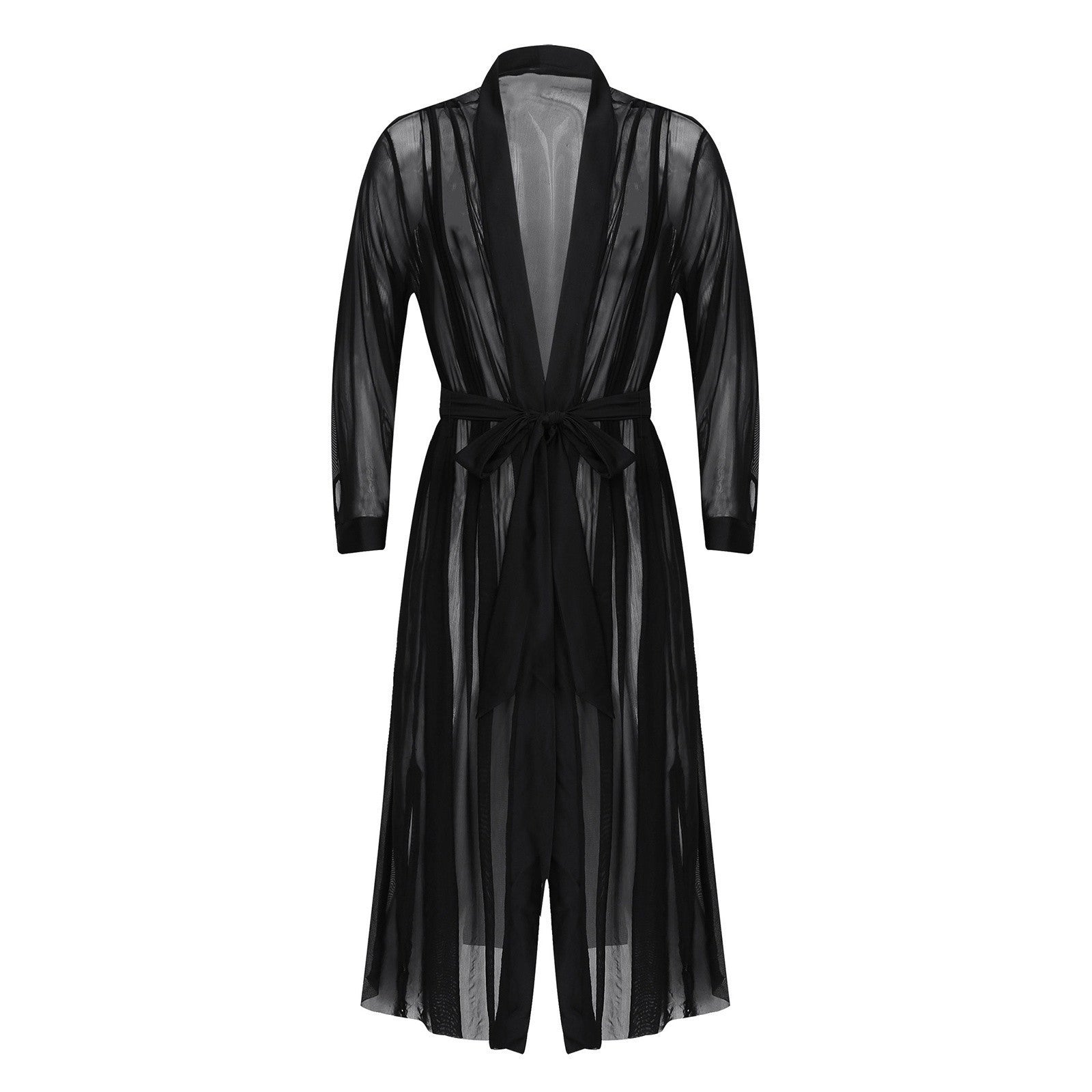 Men's Long Shirt Transparent Cape Slit Cardigan