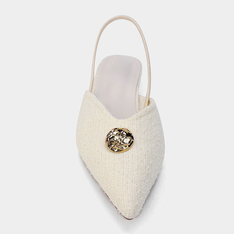 Pointed Toe Stiletto Sandals French Style Temperament Shallow Mouth Pumps Women