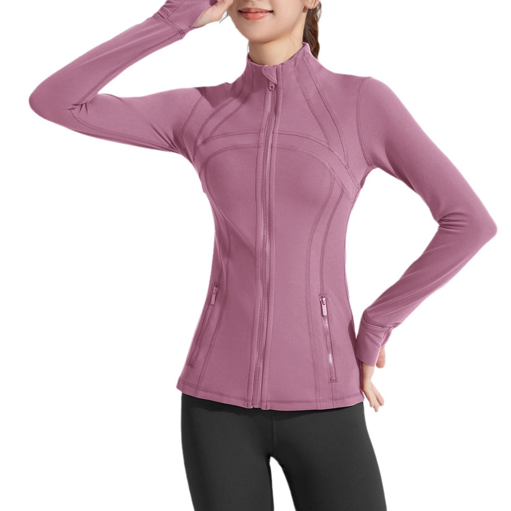 Women's Stand Collar Sports Running Workout Long Sleeve Zipper Jacket