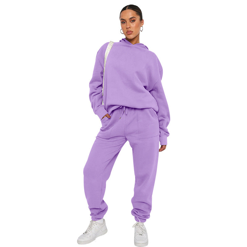 Hooded Long Sleeve Sweater Women's Clothing Fashion Casual Trousers Suit