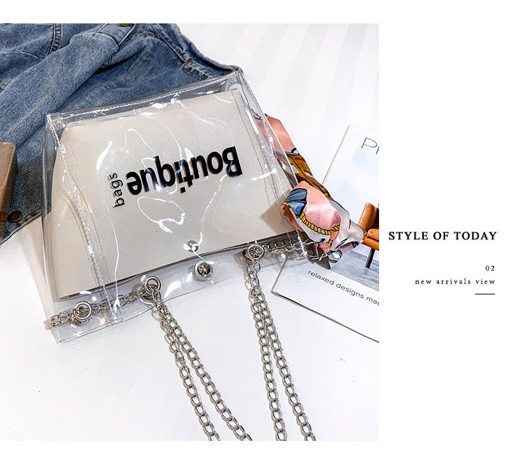 Transparent letter shoulder bag