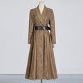 Blooming Texture V-neck Leather Slimming Trench Coat Women