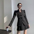 Jacquard Wood Ear Suit Long-sleeved Suit Women Retro Temperament Skirt