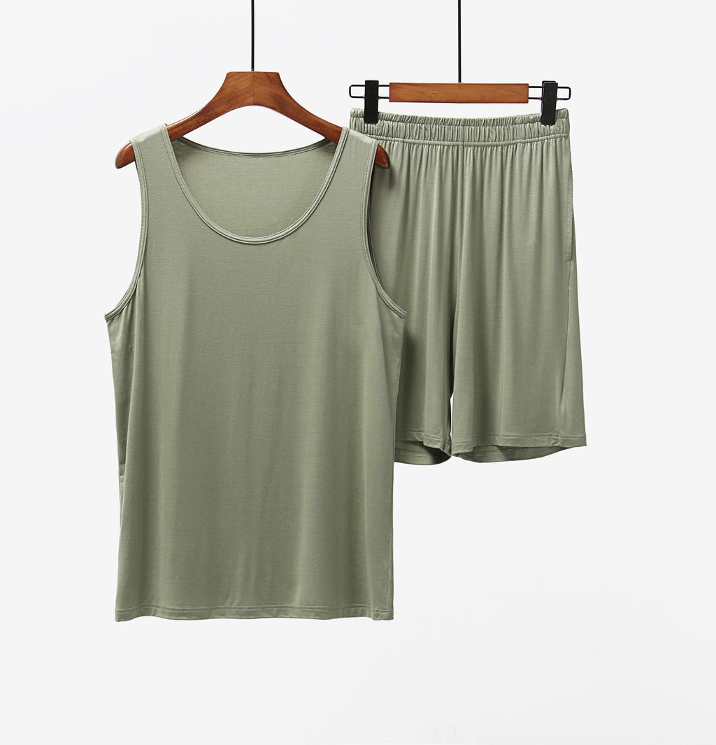 Men's Pajamas Vest Sleeveless Shorts Home Wear