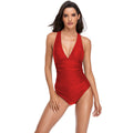 Women's Triangle One Piece Pleated Swimsuit