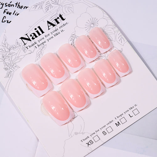 24 Pieces Nail Tips Square Short Simple Removable Boxed Fake Nails