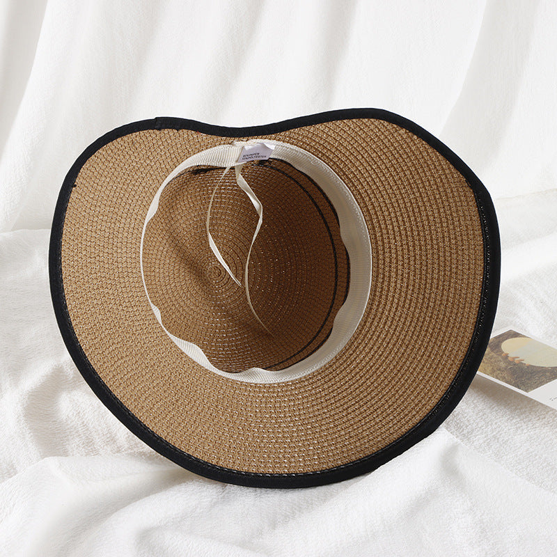 Women's Big Brim Retro Slit Sun Hat
