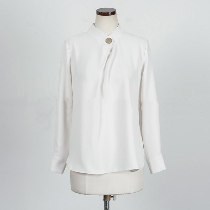 Top shirt long sleeve stand collar