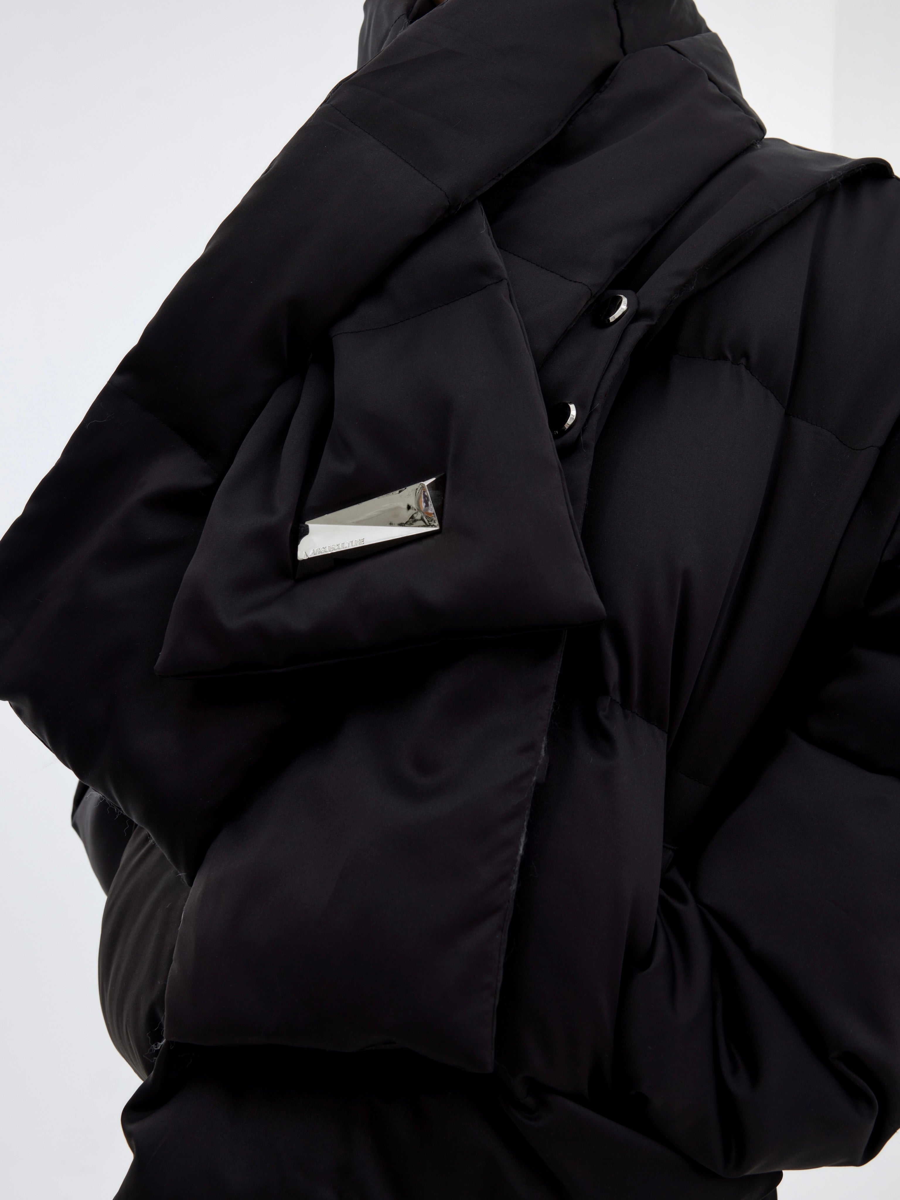 90 White Duck Down Stand-up Collar Down Jacket Scarf Design Short Thickened Coat