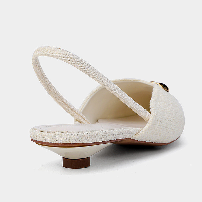 Pointed Toe Stiletto Sandals French Style Temperament Shallow Mouth Pumps Women