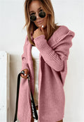 Ins Knitted Hooded Cardigan Fashion Loose Solid Color Batwing Sleeve Sweater Autumn And Winter Women's Clothing