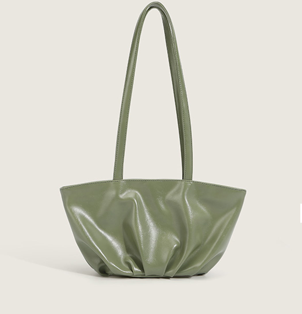 New Fashion Niche Soft Leather Fold Simple Versatile Underarm Tote Bag Shoulder Bag